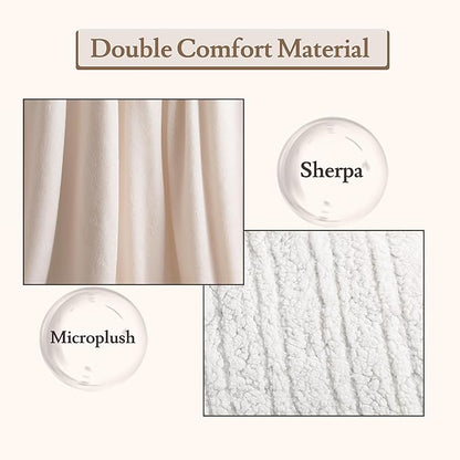 Electric Heated Blanket Flannel & Sherpa 62"x84" Twin Size - 4 Heat Levels, 10H Auto Shut Off, Fast Heating, Cozy and Comfortable, Warm Gifts, Machine Washable - White