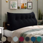 WOWMAX 100% Cotton Velvet Headboard Pillow – Queen Size Wedge Back Support Reading Bolster for Bed & Daybed, Handmade Firm Support Cushion with Removable Cover, Soft Luxury Bed Rest Pillow, Black
