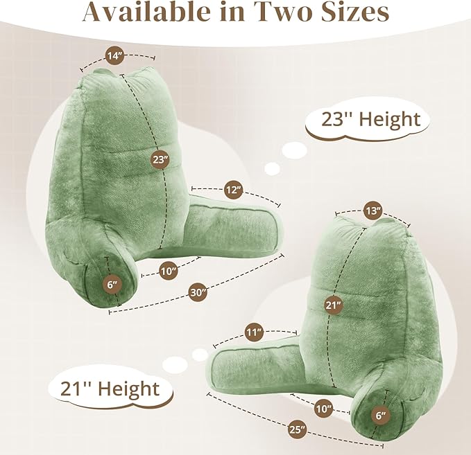 Sasttie Reading Pillow, Pillows for Reading or Relaxing – Ergonomic Support for Head, Neck, Back, and Lumbar, 23-Inch, Sage Green