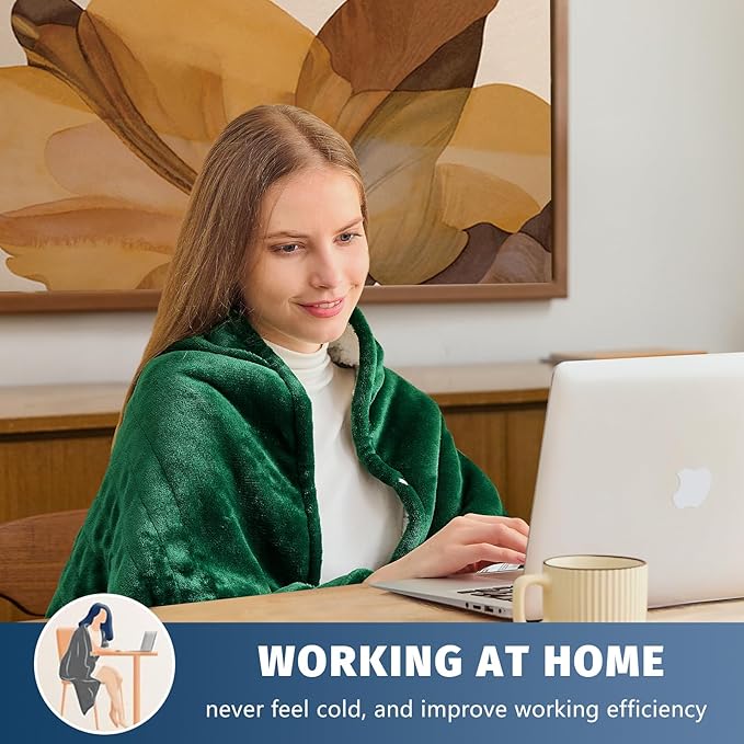 BOMOVA Heated Electric Blanket Throw Size- 50" x 60" Heating Blanket with 10 Heating Levels & 8 Hours Auto Off, Warm Flannel Blanket, Christmas Birthday Gifts for Women