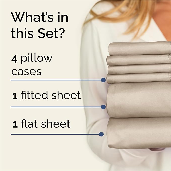 King 6 Piece Sheet Set - Comfy Breathable & Cooling - Ultra Soft Hotel Luxury Bedding Set with 8-16 Inch Deep Pockets - 1 Flat & 1 Fitted Sheet & 4 Pillowcases - Cozy, Wrinkle Free & Easy Care - Cream