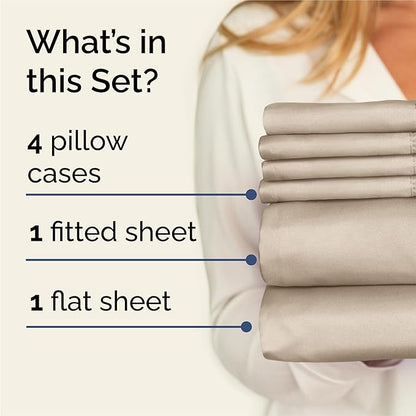 King 6 Piece Sheet Set - Comfy Breathable & Cooling - Ultra Soft Hotel Luxury Bedding Set with 8-16 Inch Deep Pockets - 1 Flat & 1 Fitted Sheet & 4 Pillowcases - Cozy, Wrinkle Free & Easy Care - Cream