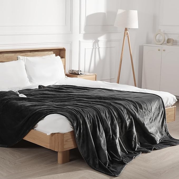 Heated Blanket Full Size Electric Blanket 72" X 84" with 5 Heating Level & 10 Hour Auto Off, Ultra-Warm Selected Flannel Heating Blanket for Adults, Machine Washable, Gifts for Grandma(Charcoal Grey)
