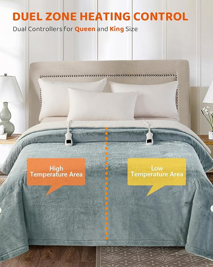 Electric Heated Blanket King Size, Super Soft Cozy Luxury Faux Fur & Thick Sherpa Electric Blanket with 9 Heating Levels & 1-9 Hours Auto Off, Fast Heat & Overheat Protection, 100" x 90", Gray