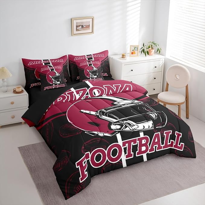 Feelyou Football Comforter Set Twin Size 7 Pieces Ball Games Bedding Set for Kids Boys Girls Rugby Bed in a BagFootball Bedroom Decor Rugby Sports