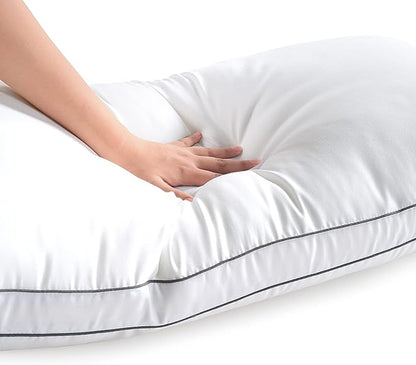 LANE LINEN Pillows Standard Size Set of 4 - Medium Soft Support Gusseted Hotel Quality Pillows for Sleeping, Oeko Tex Certified, Down Alternative Perfect for Back, Stomach or Side Sleepers - White