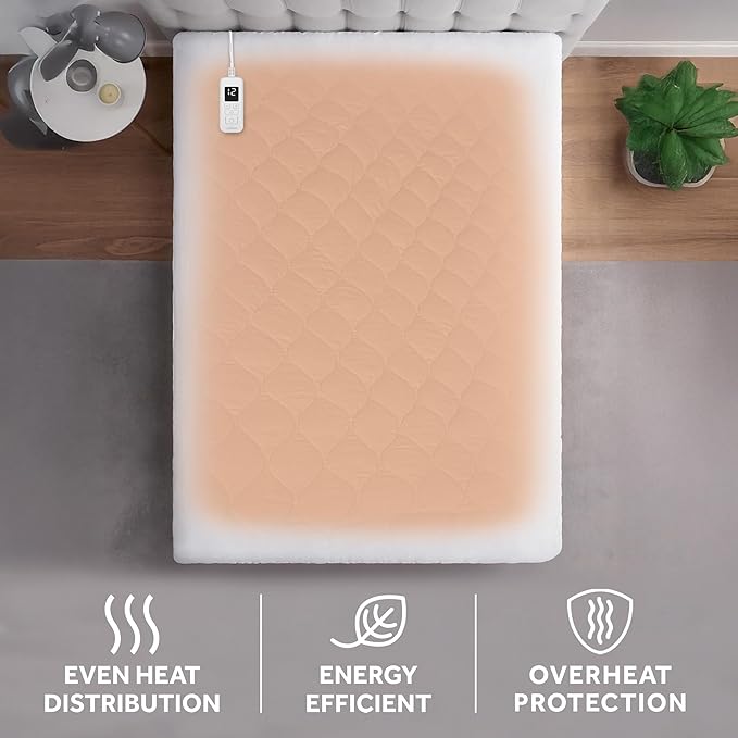 Sunbeam Restful Quilted Water Resistant Heated Mattress Pad - Twin