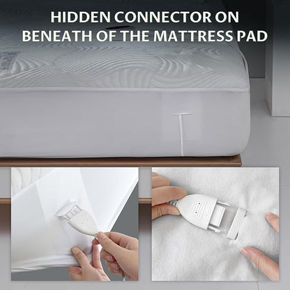Queen Size Electric Heated Mattress Pad - Bed Warmer with Memory & Preheat Functions, 12 Heat Settings Dual Control for 1-12 Hours Auto Off, Lighted Button
