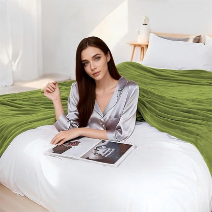 Electric Heated Blanket 72"x84" Full Size Microplush Cover Blanket, 5 Heat Settings & 10 Hours Auto Off, Cozy & Warm for All Night, Machine Washable, Light Grass Green