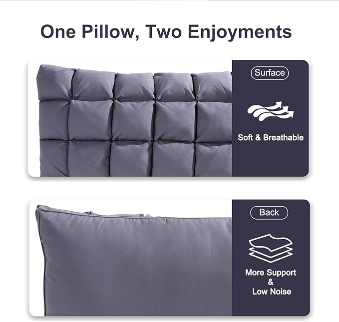 YOUR MOON Soft Pillows for Sleeping, Support Bed Pillows, Fluffy Down Alternative Pillow, Luxury Hotel Gel Pillows for Side Sleeping Queen Size (Gray)