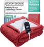 BLACK+DECKER Heated Blanket Electric Throw, Faux Shearling Electric Blanket, Heating Blanket with 4 Heating Levels, 3H Timer, Auto Shutoff, Fast Heating (50x60 inches, Maroon)