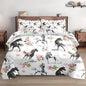 Twin Size Comforter Set with Pillowcase, Horses Soft 2 Pcs Bedding for Kids and Adults, Pink Rose Flower Comforter Set for Room Bedroom Bed Decor