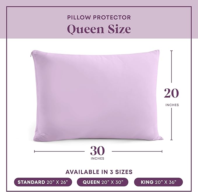 CirclesHome Pillow Protectors 4 Pack Queen Zippered - 100% Cotton Breathable Pillowcases - Protects Pillows from Dirt, Dust and Debris (Queen- Set of 4 - 20x30)