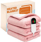 Electric Heated Blanket, Flannel & Sherpa Fast Heating Soft Fleece Heated Twin Blanket 62"x84" with 6 Heating Levels &10H Auto Off - Pink