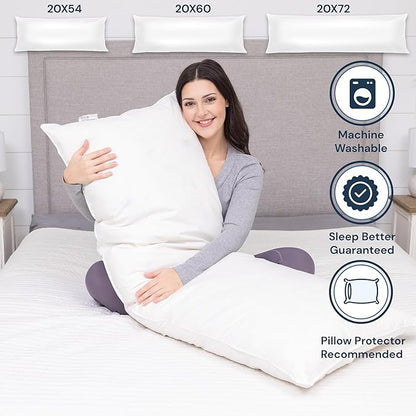 White Goose Feather and Down Body Pillow – Pillows Size 20 Inches x 60 Inches