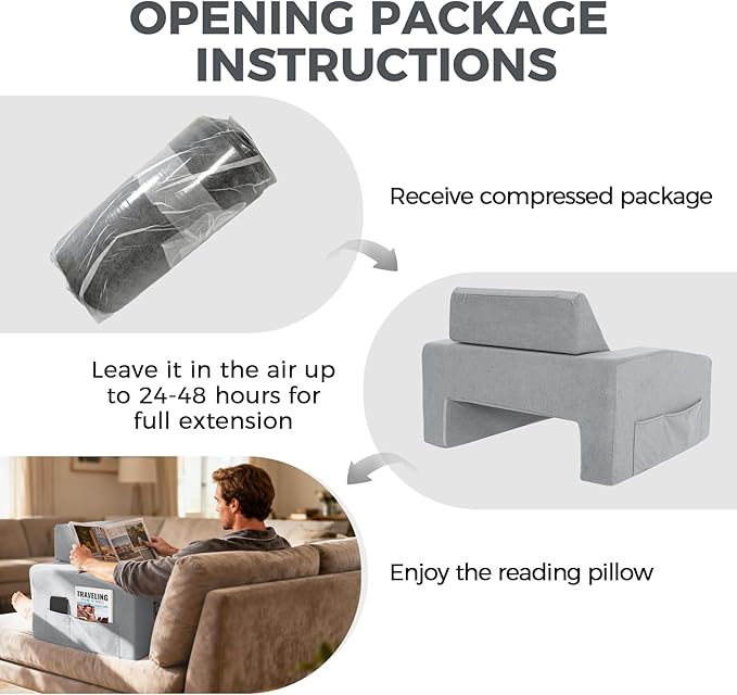 Reading Pillow for Gaming Lap Desk Pillow for Laptop with Cup Holder Pocket Foldable Memory Foam Bed Desk for Reading Working Crocheting Gaming Arm Rest on Bed/Sofa/Floor/Couch/Car(grey foldable)