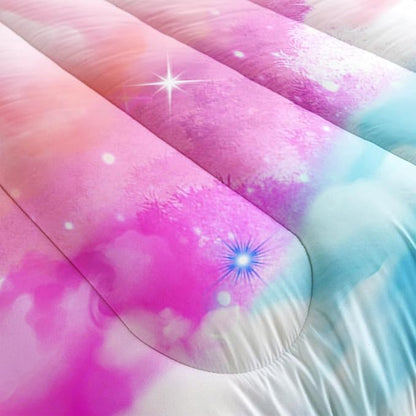Rainbow Bedding Set,Pink Clouds Comforter Set Twin Size for Boys Girls Pink Blue Cloud Sky 3D Digital Printing Comforter Set with 1 Comforter and 2 Pillowcases