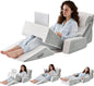 9PCS Wedge Pillow Set for After Surgery Recovery, Adjustable Memory Foam Neck Pillow, Foam Leg Pillow, Relieves Neck, Leg Pain, Sleep Apnea, and Functions as a Reading Pillow, Gray