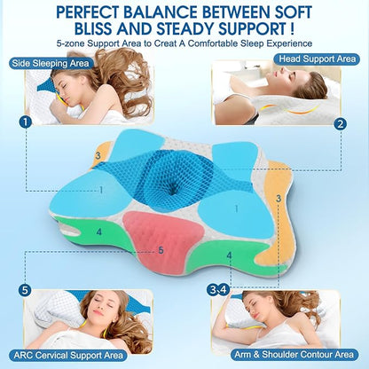 Memory Foam Pillow, Cervical Pillow for Neck and Shoulder Pain Relief, Ergonomic Contour Bed Pillow, Soft for Side Sleep Stomach Sleeping and Back Sleeper