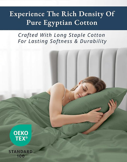 LANE LINEN 100% Egyptian Cotton Bed Sheets - Cal King 4-Piece Set, Long Staple Cotton, Luxury Hotel Quality, Fits Up to 16" Mattress, Swiss Dot - Iceberg Green