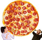 HDFK Pizza Blanket for Kids Double Sided Adult Size Red Pepperoni Realistic Food Fleece Cheese Fluffy Throw Blankets Flannel Funny Novelty Present 60 inches Round Lightweight White Elephant Christmas