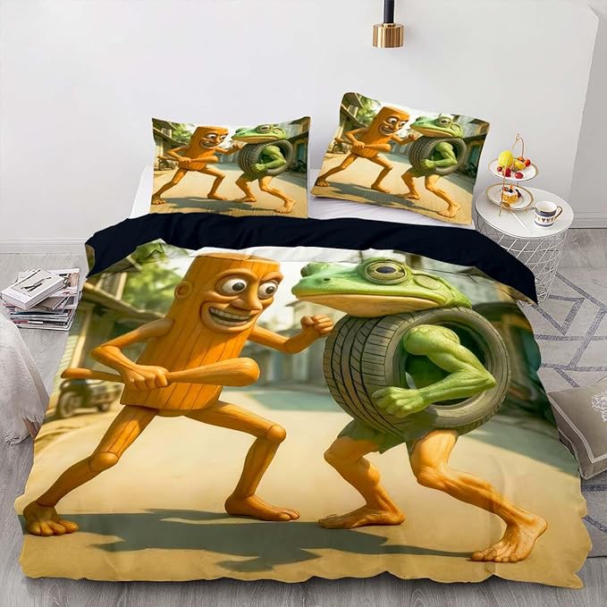 Italian Brainrot Bedding Duvet Cover Set,Funny Fusion AnimalsTwin Full Queen King Comforter Cover Bedding Set for Kids Boys Bed Decor Gifts ﻿ (Color 19,Twin (68" x 90"))
