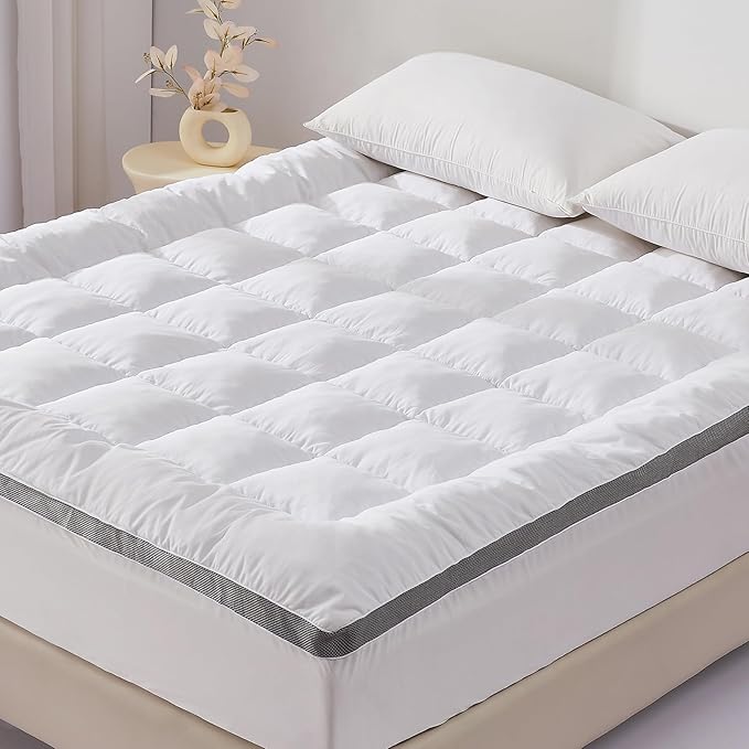 SAPHREAS Full Size Mattress Topper 3 inch with 8-20 inches Stretchable Pockets, Soft Pillow Top Mattress Pad for Back Pain Relief with Breathable Air Mesh Sides