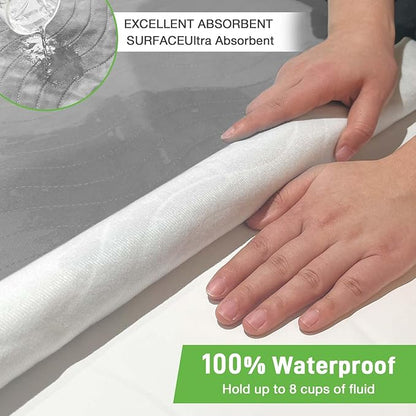 Bed Pads Washable Waterproof for Incontinence Adults, Reusable Wetting Pad Mattress Protector Underpads Tuckable Quick Dry, Fits Twin/Twin XL Size Bed, 36" x 37", Gray