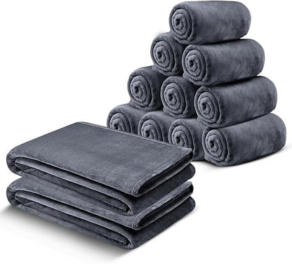 IR Imperial Rooms Fleece Blanket 12 Pack Twin Size 60 x 80 Inches - Super Soft Fluffy Throw Blanket for Sofa and Bed - Warm and Cozy Lightweight 400 GSM Microfiber Bed Throws Blankets (Twin, Grey)