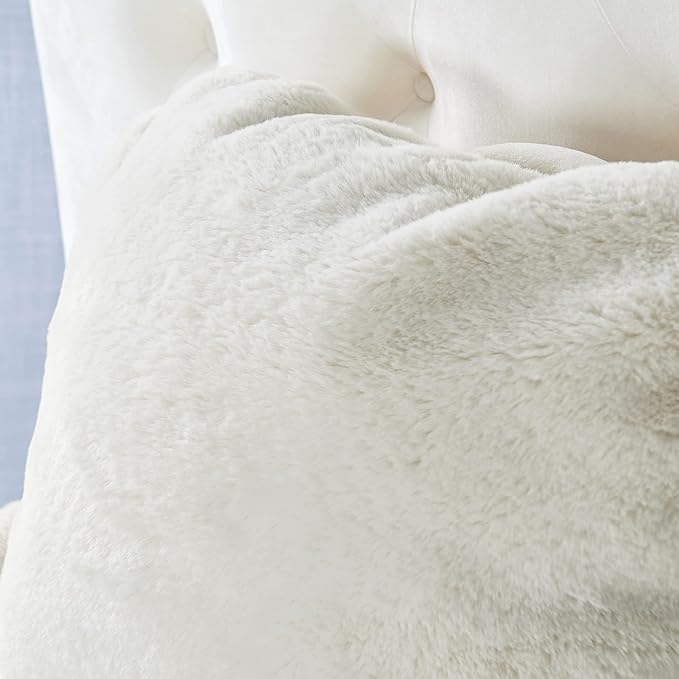 Faux Fur Assembly Need DIY Extra Large Backrest Reading Bed Rest Pillow with Arms and Pockets for Sitting in Bed Couch Sofa, Removable Cover & Filling Seprated, 28" x 30" x17", Cream