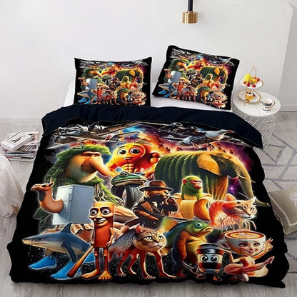 Italian Brainrot Bedding Duvet Cover Set,Funny Fusion AnimalsTwin Full Queen King Comforter Cover Bedding Set for Kids Boys Bed Decor Gifts ﻿ (Color 1,Full (80" x 90"))