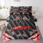 Feelyou Red Race Car 7 Piece Bedding Set Twin Size Extreme Sports Comforter Set with Sheets for Kids Teens Adult Fast and Furious Bed in a Bag Dazzling Flag Bed Set