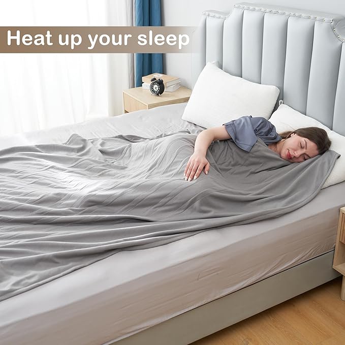 Electric Heated Blanket Full Size 72"x84", Soft Fleece with 10 Hours Auto-Off & 4 Heating Levels, Overheating Protection, Machine Washable, Cozy Light Gray