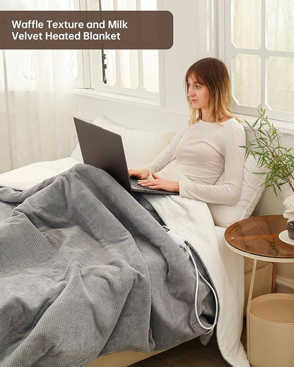 Heated Blanket Full Size Electric Blanket, Washable Blanket Warmer for Home for Adults, Fast Heating Super Cozy Soft Fabric, 72" x 84", 9 Heat Levels, 1-9H Auto-Off, ETL Certified, Gray