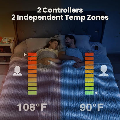 Bearhug Electric Blanket King Size 100" x 90" Dual Controllers Heated Blanket, 10 Heat Settings, 1-12 Hour Auto Shut-Off, Faux Fur & Sherpa Dual-Sided, Machine Washable, Gift-Ready Elegant Packaging