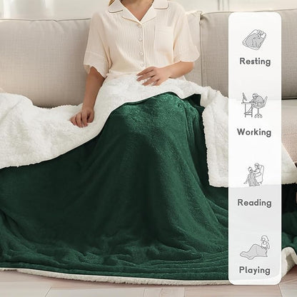 Heated Blanket Electric Blanket Full Size 72''x84'', Soft Flannel Heating Blanket with 10 Hour Auto Off - 5 Heat Settings - Machine Washable - Grass Green