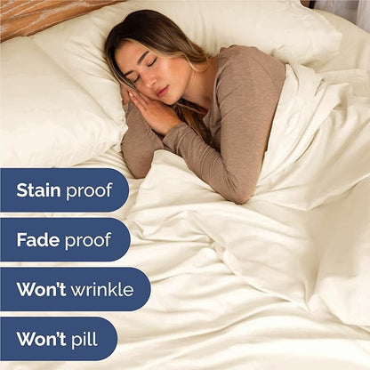 King Sheets Set 6 Piece - Includes 4 Pillowcases - Bed Sheets King Size - Soft Hotel Luxury Bedding - Cooling, Comfy, Cozy & Breathable - 1 Flat & 1 Fitted & 4 Pillowcases w/ Deep Pockets - Off White