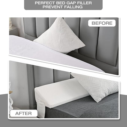 Twin Size Bed Wedge Pillow for Headboard Gap Filler (0"-8")Close Gaps Between Mattress and Wall,Frame/Loft Corner College Dorm Bed Essentials,Bedside Space Home Room Decor,Stop Pillow Falling Down