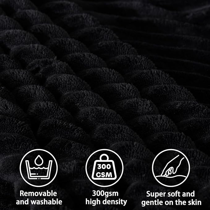 Headboard Wedge Pillow + A Long Neck Roll Pillow Body Pillow，Large Headboard Pillow with Removable Cover (Black, King：76x8x20 inches)