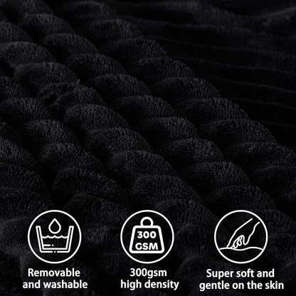 Headboard Wedge Pillow + A Long Neck Roll Pillow Body Pillow，Large Headboard Pillow with Removable Cover (Black, King：76x8x20 inches)