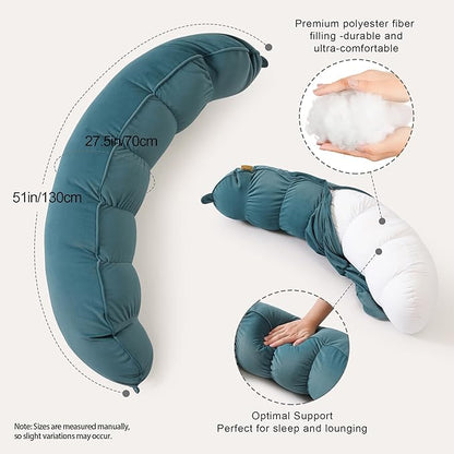Peallow(Pat. Pend) – Long Round Body Pillow for Adults, Bolster Pillow for Sleeping, Soft and Supportive Pillow for Sleeping & Lumbar Support (Slate Blue,39")