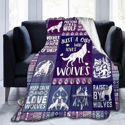Wolf Blanket for Boys Girls, Cool Wolf Themed Design Printed Throw Blankets for Kids Lap, Chair, Warm Soft Cozy Blanket, 30"x 40"