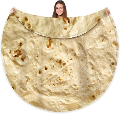 HDFK Tortilla Blanket Adult Size Kids Realistic Food Fleece Yellow Taco Cheese Fluffy Throw Blankets Flannel Funny Novelty Present 71 inches Cozy Soft White Elephant Double Sided