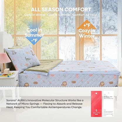 Bestier Twin Size 4Pcs Kids Comforter Sets, Zipper Bedding Set for Boys, Kids Bedding Set Cartoon Comforter for Kid, Zipper Bedding Certified - OEKO-TEX100, (Light Blue, Twin, 39"x75")