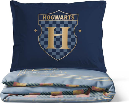 Jay Franco Duvet Cover Set – 3 Piece Comforter Cover and Sham Set, Super Soft Cozy Kids Bedding (Insert Not Included) Blue - Harry Potter, Full