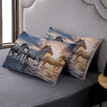 HOSIMA Comforter Cover Horse Theme Print Full Size Handsome Horse Bedding Set Queen Size for Kids Teen Girls Boys Room Decor, Twin Bedding Sets for Girls with 2 Pillowcases.