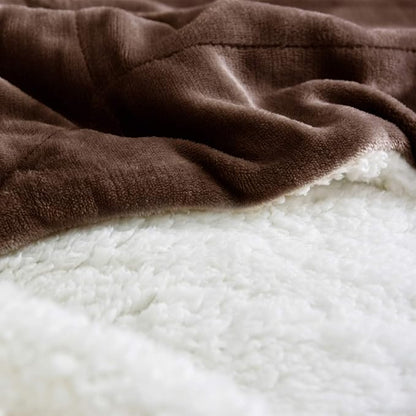 NANPIPER Sherpa Blanket Twin Thick Warm Fuzzy Flannel Fleece/Wool Like Reversible Velvet Plush Blanket (Brown Twin Size 60"x80")