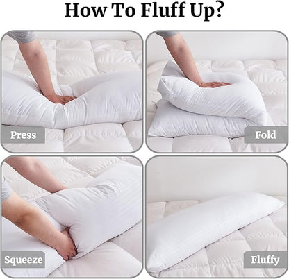 ELNIDO QUEEN Body Pillow for Adults - with White Stripe Cover, Full Body Pillow Insert for Side Sleeper, Long Bed Pillow for Sleeping(20 x 54 Inch)