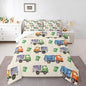 Erosebridal Garbage Trucks Comforter Set Queen 3Pcs Retro Watercolor Garbage and Trash Truck Bedding for Boys Girls Refuse Classification Trash Vehicles Duvet Set with 2 Pillow Cases