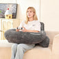 Back Pillow for Bed Sitting Up,U Shaped & Back Support Pillow for Bed,19" Backrest with Lumbar & Arm Support,Comfy Corduroy Fabric,Lap Pillow for Gaming/Reading/Watching TV,Gray